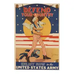 Defend Your Country U.S. Army Poster by Tom B. Woodburn, Chromolithographic poster, sold Sep 2025