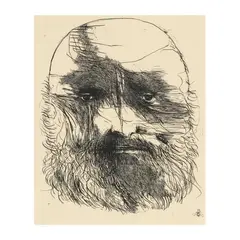 Rudolphe Bresdin by Leonard Baskin, Etching, sold Sep 2025