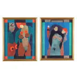 Blue Dress and Yellow Woman (two works) by Jim Yeatts, Ink and colors on paper, sold Sep 2025