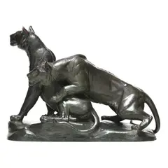 Couple de Tigres by Georges Gardet, Patinated bronze, sold Sep 2025