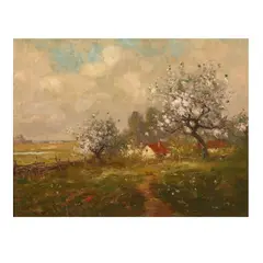 Pastoral Landscape with Apple Blossoms by Max Weyl, Oil on canvas, sold Sep 2025