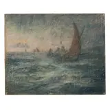 Atmospheric Sailing Scene by James M. Dennis, Pastel on silk on board, sold Sep 2025