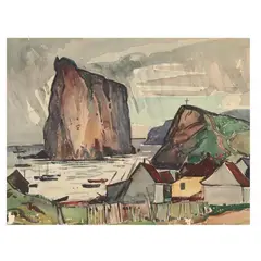 Newfoundland Coastal Landscape by William Lester Stevens, Watercolor on paper, sold Sep 2025