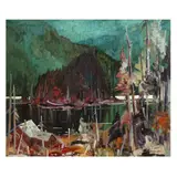 Baie-Comeau by Bruno Cote, Oil on masonite, sold Sep 2025