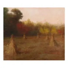 Haystacks at Dusk by John Francis Murphy, Oil on canvas, sold Sep 2025