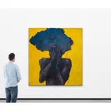 Blue Hair by Soji Adesina, 2018, Acrylique et huile sur toile, sold May 2022
