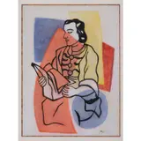 La lecture-Portrait de Nadia (verso: Étude de Fleurs) by Fernand Léger, 1948, Gouache et lavis d'encre de Chine sur papier double face, sold Mar 2022
