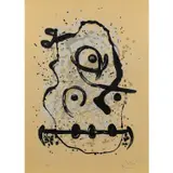 L'Homme polyglot-sable - 1969 by Joan Miró, Lithographie sur papier vélin BFK Rives, à pleine page, sold Jun 2022