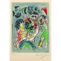 Frontispice, pour Chagall Lithographe 1952-68 [Vol. III] - 1969 by Marc Chagall, Lithographie sur papier vélin, sold Jun 2022