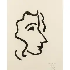 Nadia au profil aigu - 1948 by Henri Matisse, Aquatinte sur papier vélin du Marais, sold Jun 2022