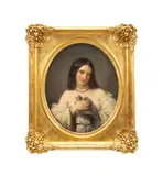 Untitled - Portrait of a Girl with Dove - 19th century by Natale Schiavoni, oil on canvas, sold Nov 2025