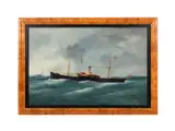 Steam Ship "The Ariadne" - 1907 by Edouard-Marie Adam I, oil on canvas, sold Nov 2025