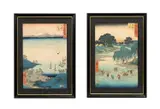 Arai: Ferryboats Arriving at the Checkpoint" from Fifty-three Stations of the Tokaido Road - circa 1855 by Utagawa Hiroshige, ink woodblock on paper, sold Nov 2025