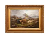 Untitled - Highland Cattle Pastoral Landscape by John W. Morris, oil on canvas, sold Nov 2025
