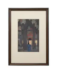 Ishiyama Temple - 1946 by Tōshi Yoshida, woodblock on paper, sold Nov 2025
