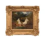 Untitled - Three Terries Hunting by the Water - second half 19th century by George Smith Armfield, oil on canvas, sold Nov 2025
