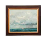 Untitled - Sail Boat on the Ocean - mid 20th century by Eric Sloane, oil on masonite, sold Nov 2025