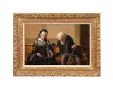Untitled - Older Sleeping Couple on Pew - late 19th / early 20th century by Harry Roseland, oil on canvas, sold Nov 2025