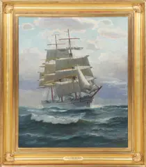 marine painting "The Tusitala by Charles Robert Patterson, oil on canvas, sold Dec 2023