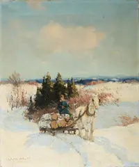 Untitled, Horse and Sleigh, 1927 by Frederick Simpson Coburn, 1927, oil on canvas, sold Feb 2026