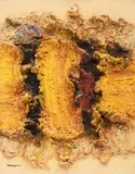 Soleil, soleil by Fernand Toupin, mixed media on board, sold Feb 2026