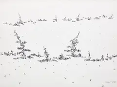 Landscape, 1980 by Gershon Iskowitz, 1980, ink on paper, sold Feb 2026