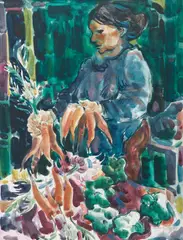 Kensington Market (Carrots), 1978 by Aba Bayefsky, 1978, watercolour, sold Feb 2026