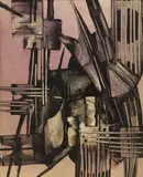 Untitled #14 by Jan Menses, 1962, mixed media on board, sold Mar 2026