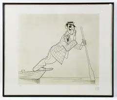 Buster Keaton by Al Hirschfeld, 1974, etching, sold Apr 2024