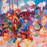 Abstraction by Lawrence Glickman, acrylic on canvas, sold Nov 2023