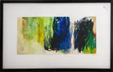 Abstract Expressionist composition by Laura Beard Aeling, oil and acrylic painting triptych on paper, sold Nov 2023