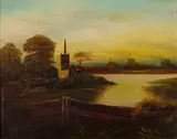 Untitled by H. Burton, oil on panel, sold Aug 2026