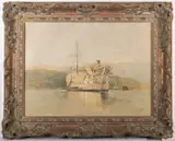 A moored hulk in a harbour - Oil by William Gibbons, Oil on canvas -, offered Aug 2026