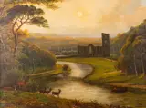 A study of Fountains Abbey with deer to the foreground by Frederick W Marston, Oil on canvas -, sold Jul 2026