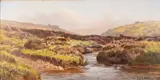 Fisherman by a clapper bridge by William Sidney Morrish, 1888, Oil on canvas laid on board -, sold Jul 2026