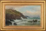 Rowing boat in rough seas by wreckage by George Henry Jenkins, Watercolour on paper -, sold Jun 2026