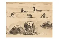 Untitled by Josef Herman, ink & wash, offered Nov 2024