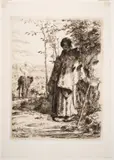 La Grand Bergère (Delteil 18) Etching, 1862, on tissue-thin Japan paper, with wide margins, sheet 400 x 280mm (15 3/4 x 11in) by Jean-François Millet, Etching, offered Jul 2024