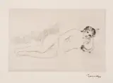 Femme nue couché tournée á droite by Pierre-Auguste Renoir, Etching, circa, sold Jul 2024