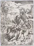Samson rending the Lion by Albrecht Durer, Woodcut, circa, sold Jul 2024
