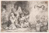 The Angel departing from the Family of Tobias by Rembrandt Harmensz van Rijn, Etching and drypoint, sold Jul 2024