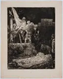 The Descent from the Cross by Torchlight by Rembrandt Harmensz van Rijn, Etching and drypoint, sold Jul 2024