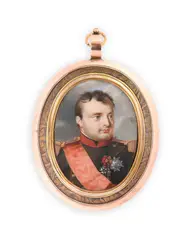 A portrait miniature of napoleon i by Y Joseph Parent, 1815, Watercolour on ivory image, sold Jun 2024