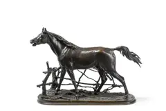 An animalier bronze stallion cheval a la barriere- djinn by Pierre-Jules Mêne, Bronze, Paris, sold Jun 2024
