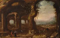 Orientalist figures in a grotto by Rombout van Troyen, Oil on panel, offered Jun 2024