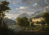 Figures in an italianate landscape by Alexandre-Hyacinthe Dunouy, Oil on canvas, sold Jun 2024