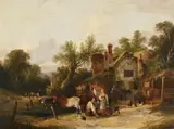 A farm scene by William Shayer, Oil on canvas, sold Jun 2024