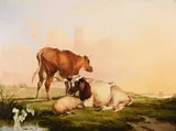Livestock in a landscape by Thomas Sidney Cooper, Oil on canvas, offered Jun 2024