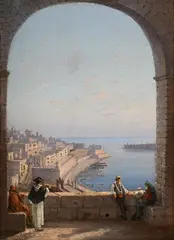 Valetta harbour by Gian Gianni, Oil on board, sold Jun 2024