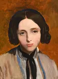 Tryphena foord, the artist's wife by Arthur Hughes, Oil on canvas, sold Jun 2024